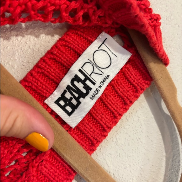 Beach Riot Holly Crochet Mesh Cover Up Dress Red Resort Vacation Swim S/M - Picture 5 of 7